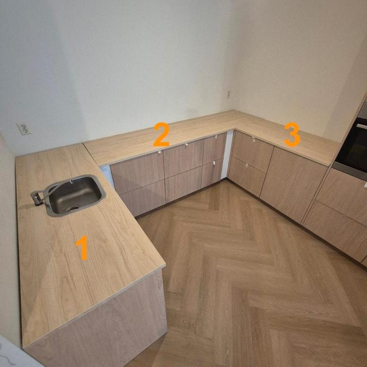 4 x IKEA EKBACKEN Werkblad, essenpatroon/laminaat, Huis en Inrichting, Keuken | Keukenelementen, 200 cm of meer, 50 tot 100 cm