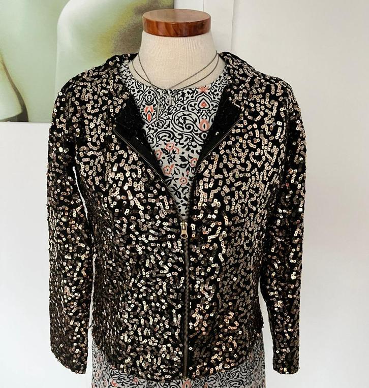 Jasje Glitter Zwart m gouden pailletten, Vero Moda.mt M, Kleding | Dames, Truien en Vesten, Zo goed als nieuw, Maat 38/40 (M)