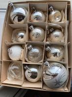 Oude vintage glazen kerstballen zilver wit deukbal brocant, Diversen, Gebruikt, Ophalen of Verzenden