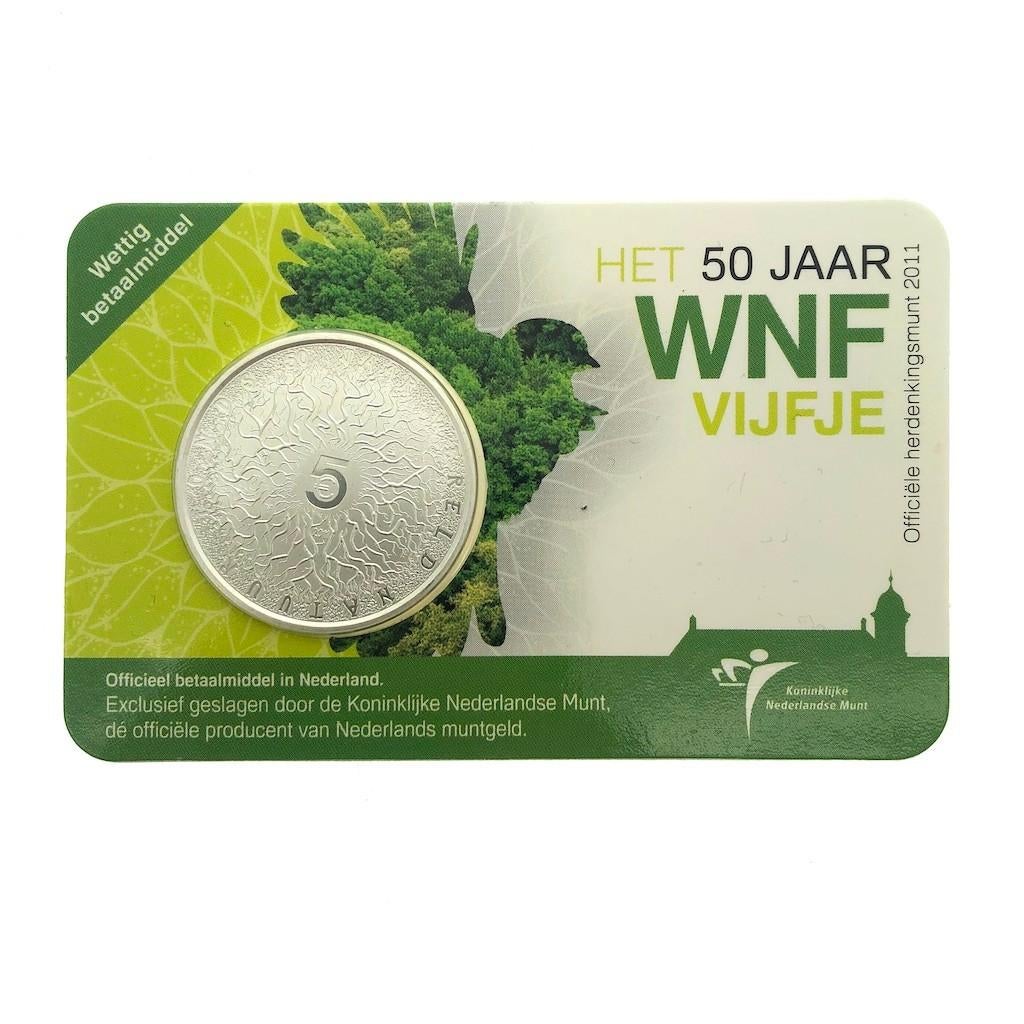 2011-50 jaar Wereld Natuur Fonds vijfje in Coincard, Postzegels en Munten, Munten | Nederland, Ophalen of Verzenden, Koningin Beatrix
