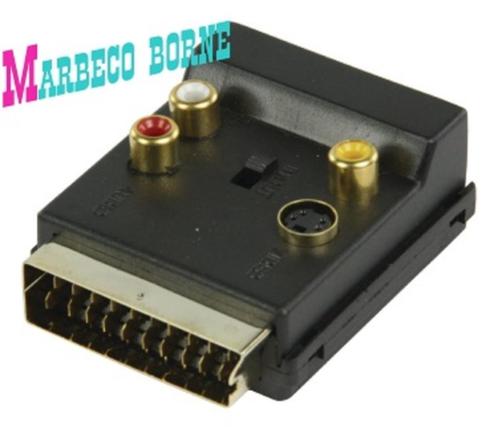 SCART Adapter Schakelbaar, S-Video Female + 3x RCA Fem, Audio, Tv en Foto, Audiokabels en Televisiekabels, Nieuw, Scartkabel, Minder dan 2 meter