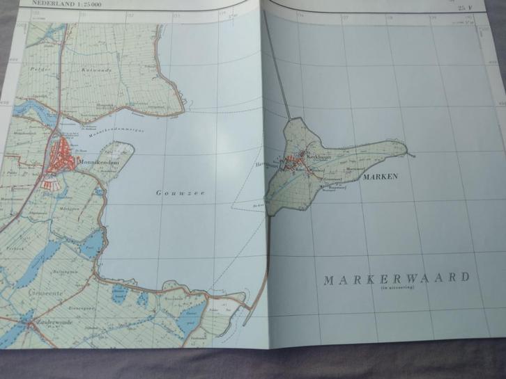 25 F Monnikendam Marken Kerkbuurt Zuiderwoude Plattegrond, Antiek en Kunst, Kunst | Litho's en Zeefdrukken, Ophalen of Verzenden