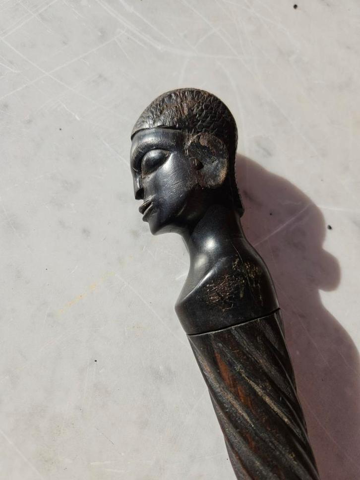 Antieke Wandelstok met Egyptisch Hoofd - 93cm, Antiek en Kunst, Kunst | Beelden en Houtsnijwerken, Ophalen of Verzenden