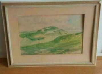 Oude Aquarel duinlandschap duinen beschikbaar voor biedingen