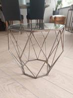Bijzettafel met glas, Ophalen, Minder dan 45 cm, Minder dan 55 cm, Metaal of Aluminium