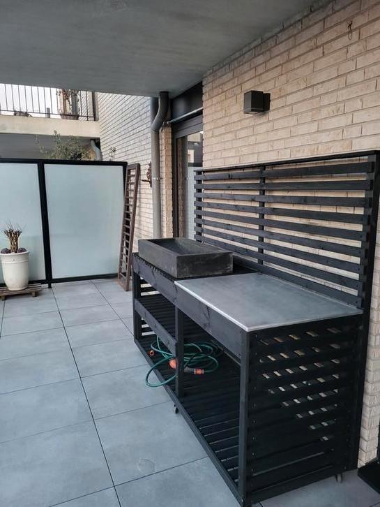 Skandia keuken+Hardsteen wasbak+spoelkraan, Tuin en Terras, Buitenkeukens, Zo goed als nieuw, Ophalen