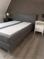 Boxspring Twijfelaar 140x200 - Grijs, Ophalen, 140 cm, Zo goed als nieuw, Twijfelaar