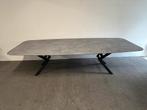 Deens ovale eettafel HPL beton print 300x120, 100 tot 150 cm, 200 cm of meer, Ophalen of Verzenden, Zo goed als nieuw