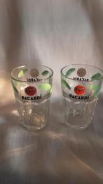 BACARDI MOJITO glazen met groene blaadjes, 2 stuks, Ophalen of Verzenden, Zo goed als nieuw, Borrel- of Shotglas