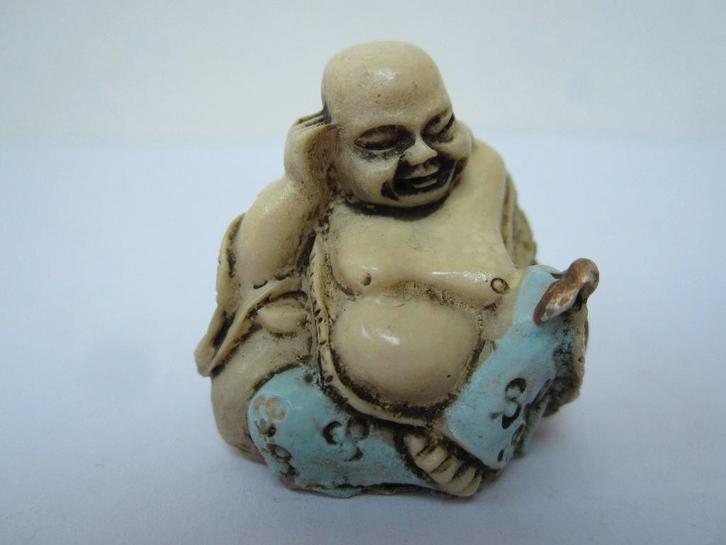 Oud lachend boeddha beeldje # 6886, Huis en Inrichting, Woonaccessoires | Boeddhabeelden, Gebruikt, Ophalen of Verzenden