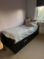 Brimnes bedbank incl matrassen ikea zwart 80 x 200, Ophalen, Zo goed als nieuw, Tweepersoons