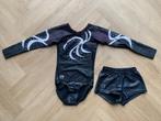 Turnpakje + broekje paarsgrijs metallic mt 128 TT Gymnastics, Sport en Fitness, Turnen, Gebruikt, Ophalen of Verzenden, Kindermaat 122 t/m 140