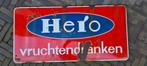 Oud Emaille Reclamebord Hero Vruchtendranken Langcat Bussum, Ophalen of Verzenden, Gebruikt, Reclamebord