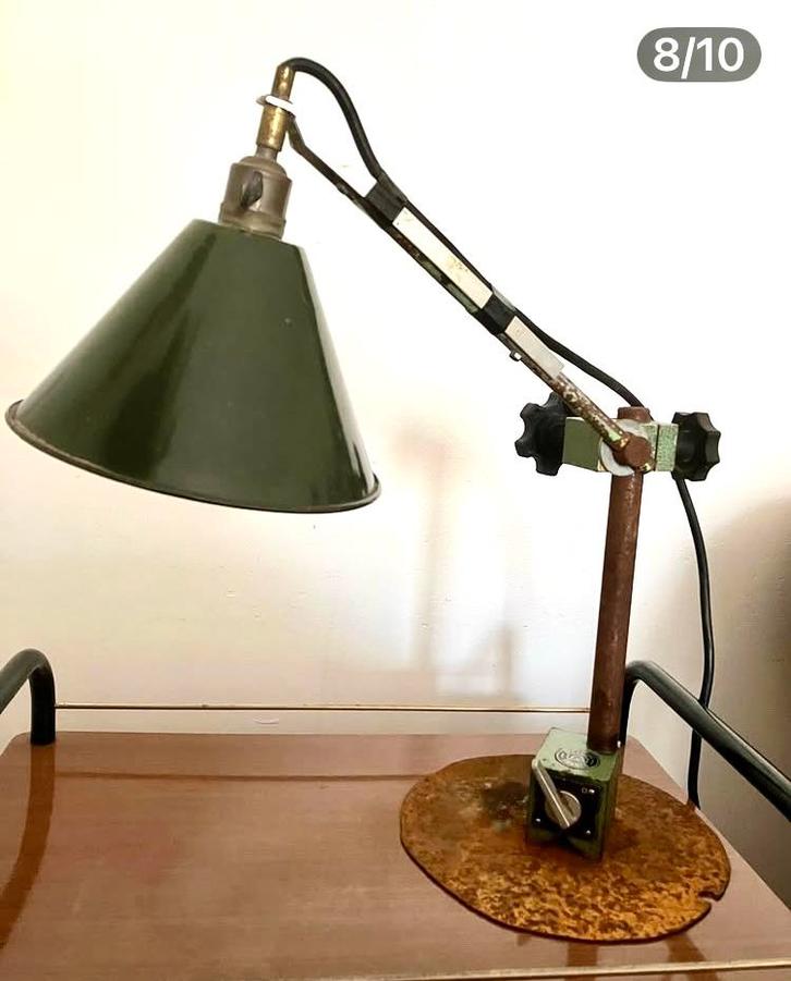 Industriële franse werklamp/ bureaulamp , magneetvoet, Huis en Inrichting, Lampen | Tafellampen, Gebruikt, Minder dan 50 cm, Metaal