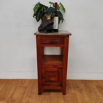 Vintage Antiek nachtkastje bijzetkastje met marmer blad 502 beschikbaar voor biedingen