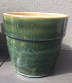Grote hoge vintage stenen bloempotten groen geglazuurde pot, 25 tot 40 cm, Ophalen of Verzenden, Zo goed als nieuw, Minder dan 40 cm