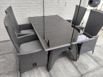 Tuintset Tafel + 4 stoelen PVC vechtwerk, Tuinset, Eettafel, 4 zitplaatsen, Zo goed als nieuw