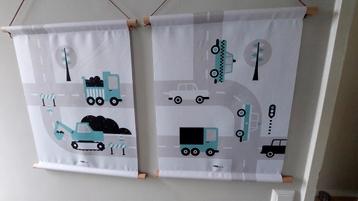 Wandkleden ANNI design voertuigen kinderkamer babykamer