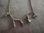 Zilveren 925 ketting met bedeltjes, Met hanger, Gebruikt, Ophalen of Verzenden, Zilver
