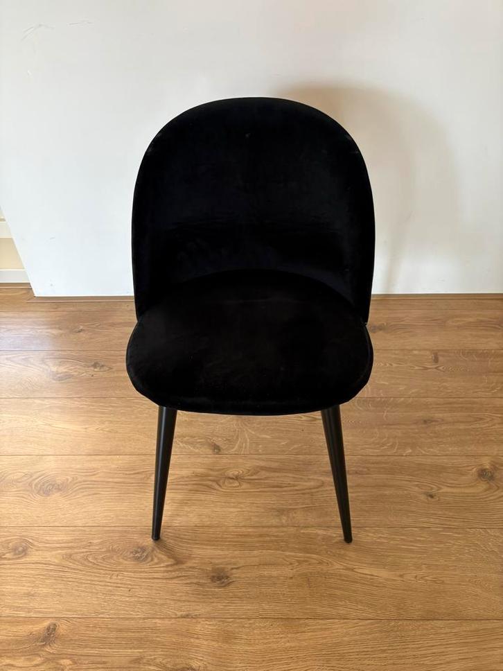 2x Suède eetkamerstoel, Huis en Inrichting, Stoelen, Gebruikt, Twee, Stof, Zwart, Ophalen