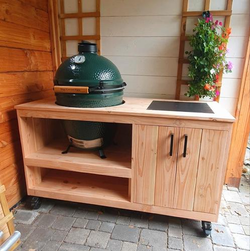 BBQtafel douglas met kastruimte voor iedere kamado, Tuin en Terras, Buitenkeukens, Nieuw, Houtskool, Ophalen of Verzenden