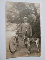 Fotokaart Jisp Purmerend Man met Hond en Fiets 1915, Ophalen of Verzenden, Voor 1920, Gelopen, Noord-Holland