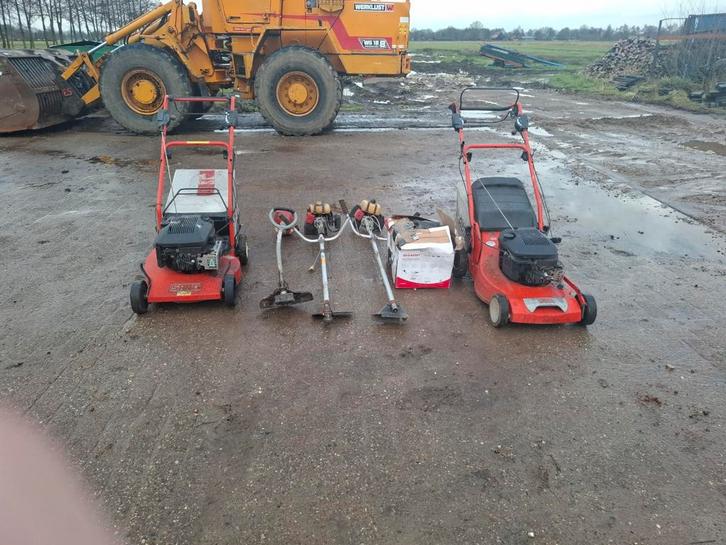 Sabo 52cm maaier + 3 bosmaaiers + motorblok, Tuin en Terras, Grasmaaiers, Gebruikt, Benzine-grasmaaier, 50 cm of meer, Cirkelmaaier