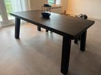 Houten tafel met stalen poten + bank, Gebruikt, 150 tot 200 cm, Vier personen, Rechthoekig