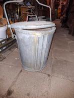 Vintage Zinken Vuilnisemmer met Deksel, Antiek en Kunst, Ophalen