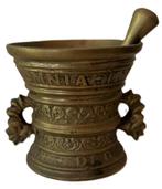 Bronzen Vijzel met Stamper - "OMNIA VINCIT AMOR", Antiek en Kunst, Ophalen, Brons