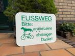 Oud duits voetpad bord honden aan de lijn fietsers afstappen, Ophalen of Verzenden, Gebruikt