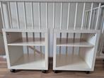 2x tafels met wielen, Gebruikt, Vierkant, 55 tot 75 cm, Hout