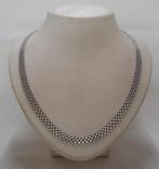 Zilveren platte schakel collier nr.447