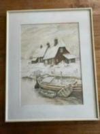 Winterlandschap aquarel van H v R, Minder dan 50 cm, 50 tot 75 cm, Ophalen of Verzenden, Zo goed als nieuw