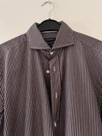 SUITSUPPLY bruin wit streep overhemd nieuwstaat 39/ 15,5 BCB, Kleding | Heren, Overhemden, Bruin, Zo goed als nieuw, Suitsupply