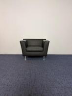 2 x Fauteuil Luxy, zwart kunstleder, H 64 x B 92 x D 76 cm., Ophalen, Gebruikt, 75 tot 100 cm, Leer