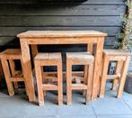 Houten bartafel met krukken, Ophalen, Gebruikt