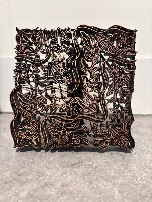 Antieke Koperen Batik Stempel Bloemmotief, Antiek en Kunst, Antiek | Kleden en Textiel, Ophalen