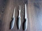 2 MESSEN +VLEESVORK TITANIUM STAAL ZGAN, Huis en Inrichting, Keuken | Bestek, Ophalen, Zo goed als nieuw, Overige materialen, Los bestek