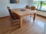 eikenhouten tafel 150x150, Huis en Inrichting, Tafels | Eettafels, Ophalen, Zo goed als nieuw, Vijf personen of meer, Past uitstekend in een wat grotere eethoek. 8 zitplaatsen.