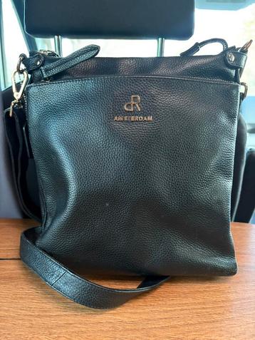 H. J. de Rooy Amsterdam leren zwarte schoudertas beschikbaar voor biedingen