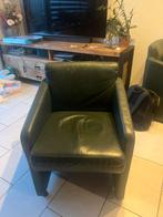 GRATIS !Donkergroene leren fauteuils - Waddinxveen, Ophalen, Gebruikt, Leer, Twee