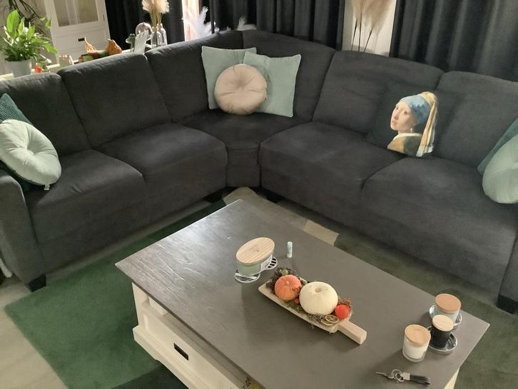 Hoekbank stof grijs hoekbanken 3 delen - kleine vergoeding, Huis en Inrichting, Banken | Bankstellen, Gebruikt, Hoekbank, Vierpersoons of meer