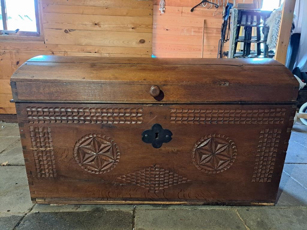 Antieke eiken dekenkist, Huis en Inrichting, Woonaccessoires | Kisten, Gebruikt, 100 tot 150 cm, 50 tot 75 cm, Eikenhout