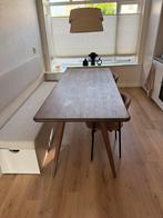 Eettafel 90x200 walnoothout Bjarte Goossens, Ophalen, 50 tot 100 cm, Zo goed als nieuw, Vijf personen of meer