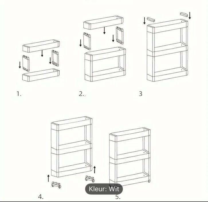Witte Stellingkast met Wieltjes - zo goed als Nieuw, Huis en Inrichting, Kasten | Stellingkasten, Zo goed als nieuw, Ophalen of Verzenden