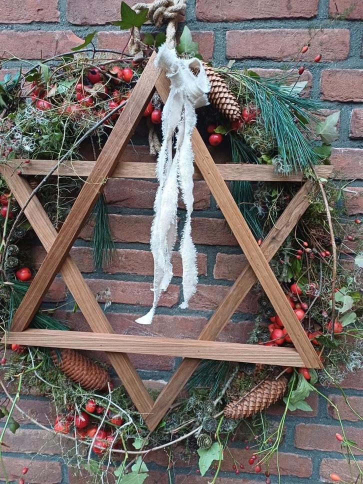 Scandinavische Teakhouten Ster - Handgemaakt Deens design, Diversen, Kerst, Zo goed als nieuw, Ophalen of Verzenden