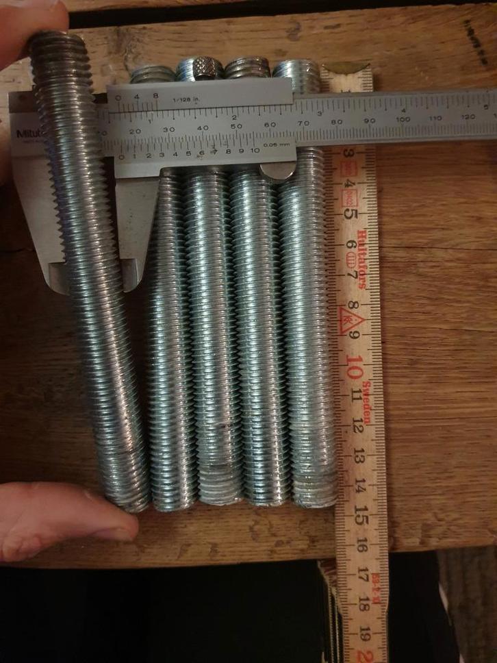 Draadeind M16 Verzinkt - 140mm 5 stuks, Doe-het-zelf en Verbouw, Hang- en Sluitwerk, Nieuw, Overige typen, IJzer, Ophalen of Verzenden