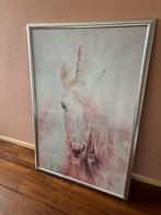 Eenhoorn poster in zilveren lijst, Ophalen, Zo goed als nieuw, Foto of Poster, Minder dan 50 cm