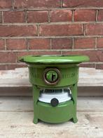 Petroleumstel / oliestel 1 pits reseda groen emaille, Antiek en Kunst, Antiek | Emaille, Ophalen of Verzenden